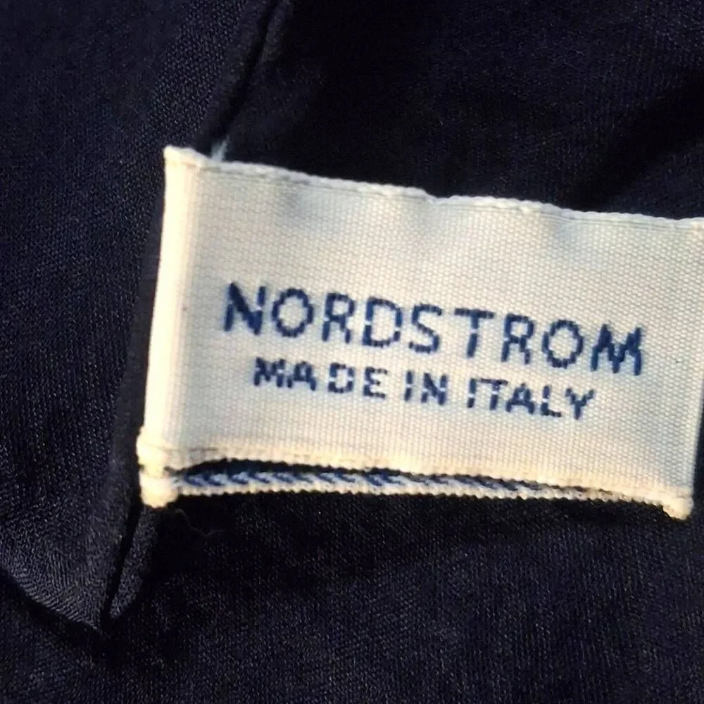 Nordstrom Vintage Italian Silk Scarf with Rabbit Fur Trim – Navy Blue